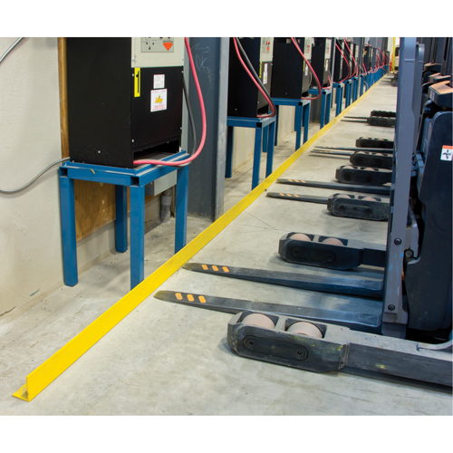 Floor Angle Guard Rails, Steel, 48" L x 5" H, Yellow Equipex