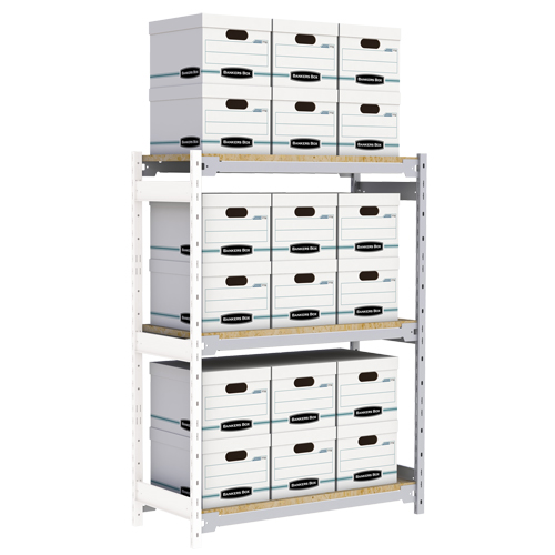 Wide Span Record Storage Shelving, Steel, 3 Shelves, 42" W x 18" D x 60" H, Add-On Kit Equipex