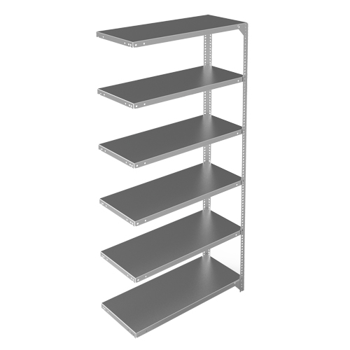 Shelving Unit, Galvanized Steel, Slotted Angle, 400 lbs. Capacity, 36" W x 72" H x 15" D Equipex