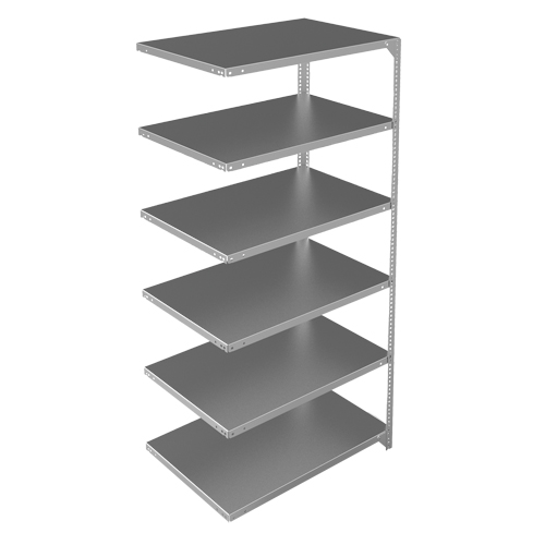 Shelving Unit, Galvanized Steel, Slotted Angle, 400 lbs. Capacity, 36" W x 72" H x 24" D Equipex