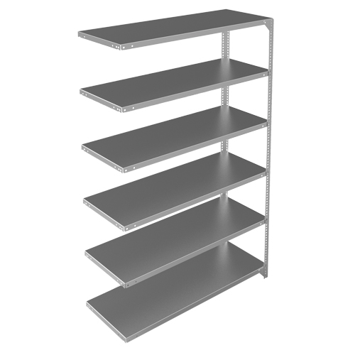 Shelving Unit, Galvanized Steel, Slotted Angle, 275 lbs. Capacity, 48" W x 72" H x 18" D Equipex