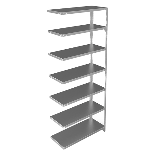 Shelving Unit, Galvanized Steel, Slotted Angle, 400 lbs. Capacity, 36" W x 84" H x 15" D Equipex