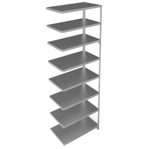 Shelving Unit, Galvanized Steel, Slotted Angle, 400 lbs. Capacity, 36" W x 96" H x 18" D Equipex