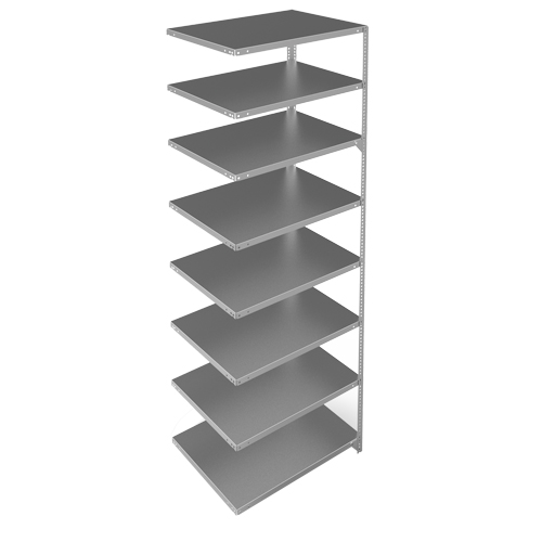 Shelving Unit, Galvanized Steel, Slotted Angle, 400 lbs. Capacity, 36" W x 96" H x 24" D Equipex