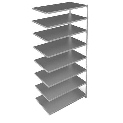 Shelving Unit, Galvanized Steel, Slotted Angle, 275 lbs. Capacity, 48" W x 96" H x 24" D Equipex