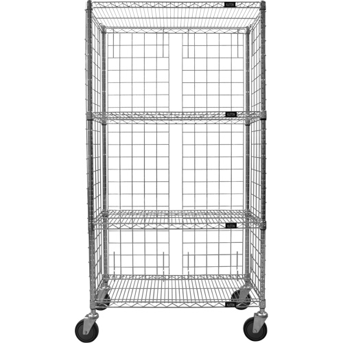 Chariot ferm&eacute; en treillis m&eacute;tallique, Chrom&eacute;, 36" x 69" x 24", Capacit&eacute; 800 lb Equipex