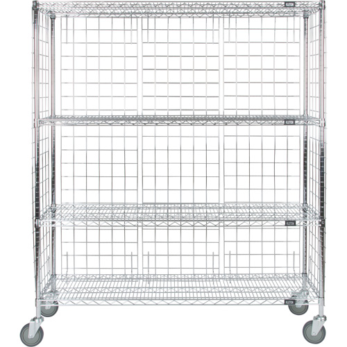 Chariot ferm&eacute; en treillis m&eacute;tallique, Chrom&eacute;, 60" x 69" x 24", Capacit&eacute; 800 lb Equipex