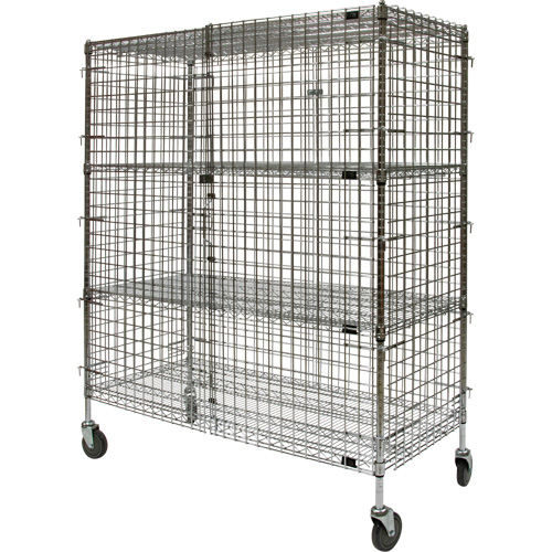 Security Cart, Chrome Plated, 60" x 69" x 24", 500 lbs. Capacity Equipex