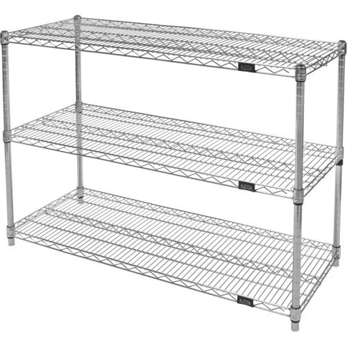 &eacute;tag&egrave;res robustes en treillis chromat&eacute;, Tiers 3, 72" la x 33" h x 18" p Equipex