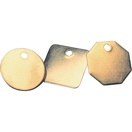 &eacute;tiquettes vierges, Laiton, 1,25" dia. Equipex