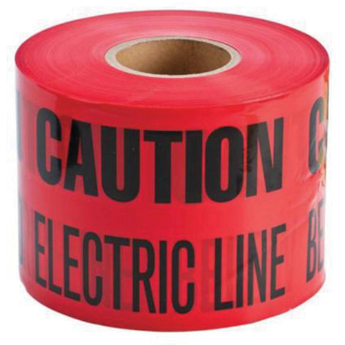 Ruban d'avertissement de danger souterrain Buried Electric Line Identoline, 6" la x 1000' lo, Noir/rouge Equipex