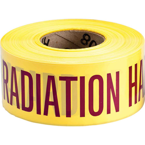 Barricade Tape, English, 3" W x 200' L, 3 mils, Magenta on Yellow Equipex