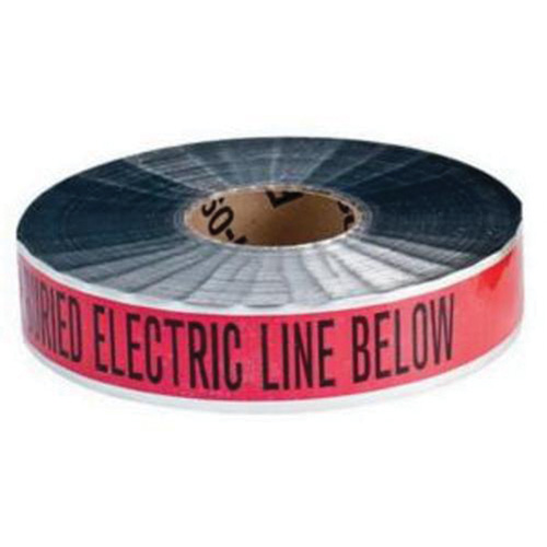 "Electric Line" Identoline&reg; Underground Warning Tape, 2" W x 1000' L, Black on Red Equipex