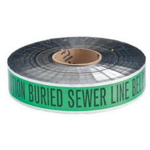 "Sewer Line" Identoline&reg; Underground Warning Tape, 2" W x 1000' L, Black on Green Equipex