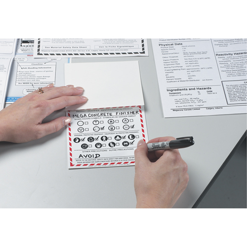 &eacute;tiquettes SIMDUT fabriqu&eacute;es sur place, Vinyle, Feuille, 6" lo x 3" la Equipex