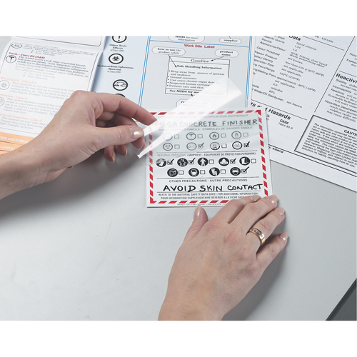 &eacute;tiquettes SIMDUT fabriqu&eacute;es sur place, Vinyle, Feuille, 6" lo x 3" la Equipex