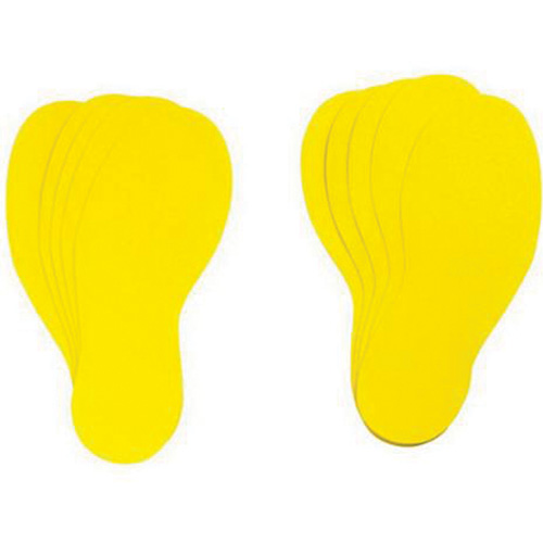 Floor Marking Labels, Footprint, 12" L x 3.75" W, Yellow, Vinyl Equipex