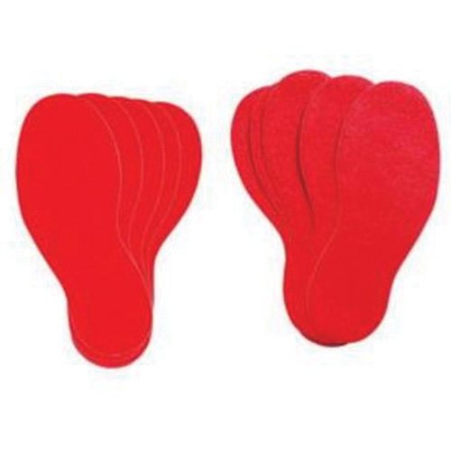 Floor Marking Labels, Footprint, 12" L x 3.75" W, Red, Vinyl Equipex
