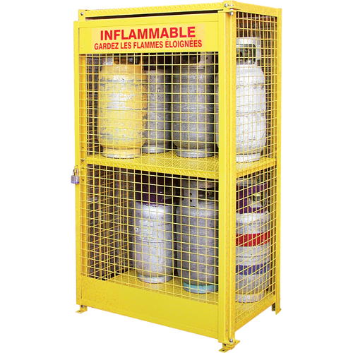 Gas Cylinder Cabinets, 12 Cylinder Capacity, 44" W x 30" D x 74" H, Yellow Equipex