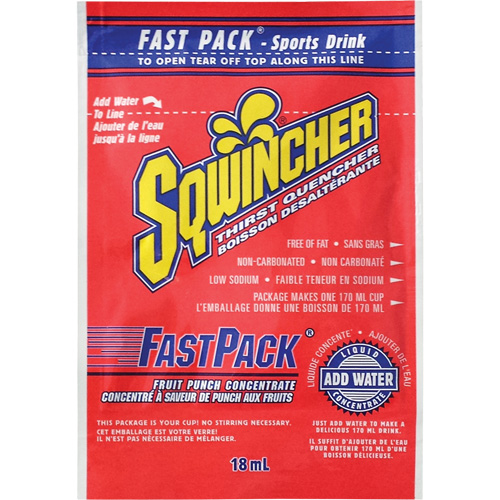 Sqwincher&reg; Rehydration Drink Fast Pack&reg;, Single Serve, Fruit Punch Equipex