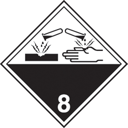 &eacute;tiquettes d'exp&eacute;dition TMD, Classe 8, Corrosifs, Papier Equipex