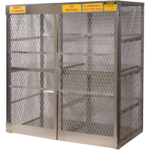 Aluminum LPG Cylinder Locker Storage, 16 Cylinder Capacity, 60" W x 32" D x 65" H, Silver Equipex