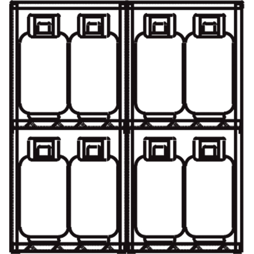 Aluminum LPG Cylinder Locker Storage, 16 Cylinder Capacity, 60" W x 32" D x 65" H, Silver Equipex