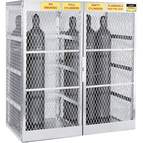 Aluminum LPG Cylinder Locker Storage, 20 Cylinder Capacity, 60" W x 32" D x 65" H, Silver Equipex
