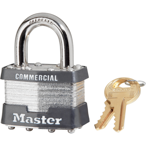 Laminated Padlock, Silver, Keyed Alike, Laminated Steel, 1-3/4" Width Equipex