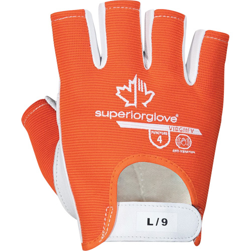Vibrastop Half-Finger Vibration-Dampening Gloves, Size Medium, Goatskin Palm Equipex