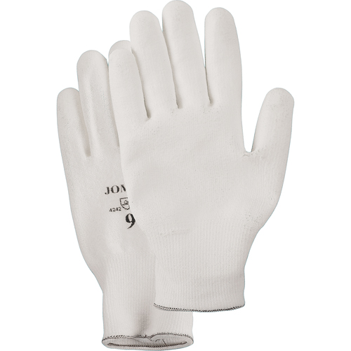 Gants enduit &agrave; paume tricot&eacute;e blanc, Taille Petit/7, Rev&ecirc;tement Polyur&eacute;thane, Enveloppe en PEHP, EN 388 niveau 2 Equipex