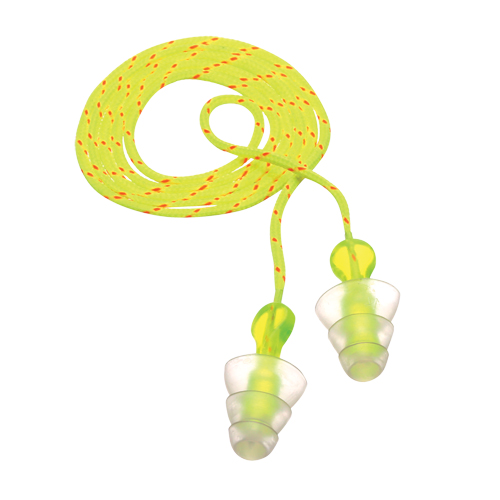E-A-R Tri-Flange Reusable Earplugs, Corded, Bulk - Polybag, 26 dB NRR, One-Size Equipex