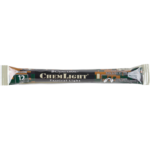 B&acirc;tons de s&eacute;curit&eacute; luminescents Cyalume 6", Jaune, Dur&eacute;e 12 h Equipex