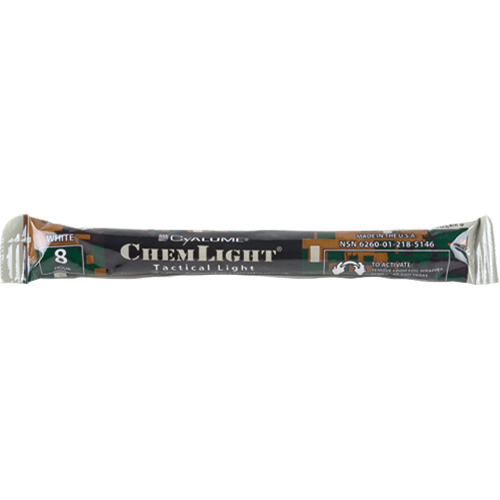 B&acirc;tons de s&eacute;curit&eacute; luminescents Cyalume 6", Blanc, Dur&eacute;e 8 h Equipex