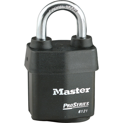 ProSeries&reg; Weather Tough&reg; Padlock, Black, Keyed Different, Laminated Steel, 2-1/8" Width Equipex