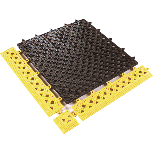 TAPIS MODULAIRE LOK-TYLE 12"X12" JAUNE NOIR, Vinyle, 1' la c, 1' lo, 9/16" &eacute;paisseur, Noir Equipex