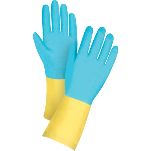 Dipped Chemical-Resistant Gloves, Size 7, 12" L, Neoprene, Flock-Lined Inner Lining, 20-mil Equipex