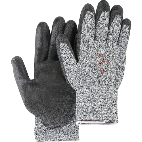 Gants de tricot poivre & sel avec rev&ecirc;tement de paume noir, Taille Petit/7, Rev&ecirc;tement Polyur&eacute;thane, Enveloppe en PEHP, ANSI/ISEA 105 niveau 2 Equipex