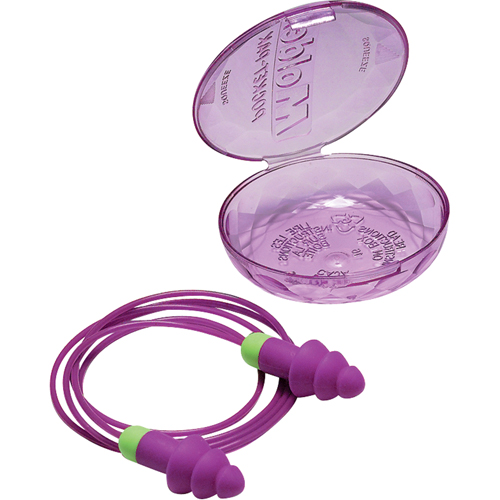 Bouchons d'oreilles r&eacute;utilisables Rockets, Avec cordon, Vrac - &eacute;tui en plastique, 27 dB NRR, Taille unique Equipex
