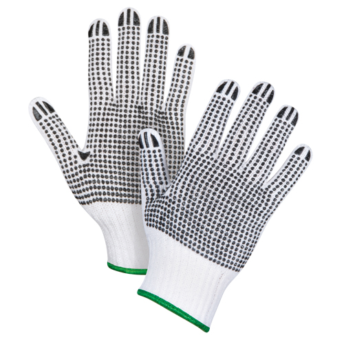 Gants tricot&eacute;s deux c&ocirc;t&eacute;s &agrave; pois, Poly/coton, Deux c&ocirc;t&eacute;s, Calibre 7, Moyen Equipex