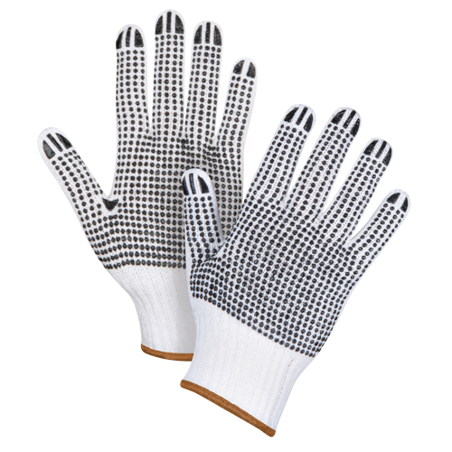 Double-Sided Dotted String Knit Gloves, Poly/Cotton, Double Sided, 7 Gauge, Large Equipex