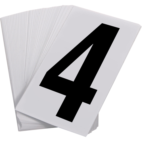 Pressure Sensitive Numbering, 4, 3-1/2" H, Black on White Equipex