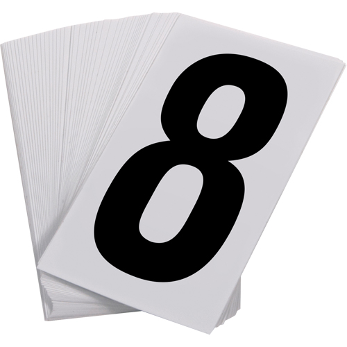 Num&eacute;ros autocollants, 8, 3-1/2" h, Noir sur blanc Equipex