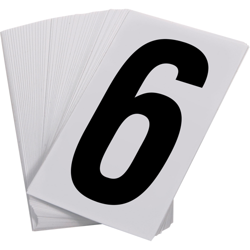 Num&eacute;ros autocollants, 6, 3-1/2" h, Noir sur blanc Equipex