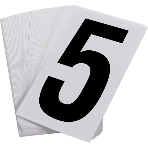 Pressure Sensitive Numbering, 5, 3-1/2" H, Black on White Equipex