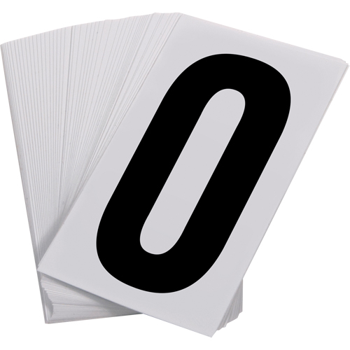 Num&eacute;ros autocollants, 0, 3-1/2" h, Noir sur blanc Equipex