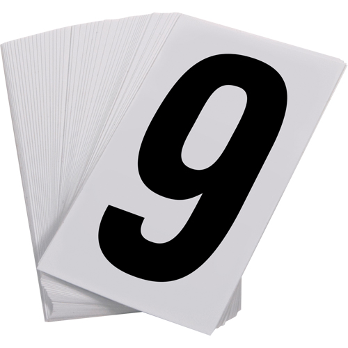 Pressure Sensitive Numbering, 9, 3-1/2" H, Black on White Equipex