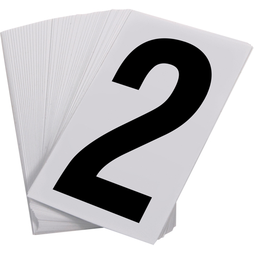 Num&eacute;ros autocollants, 2, 3-1/2" h, Noir sur blanc Equipex