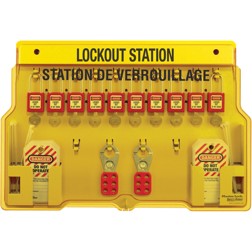 Lockout Stations, Thermoplastic Padlocks, 10 Padlock Capacity, Padlocks Included Equipex