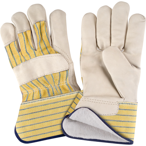 Abrasion-Resistant Winter-Lined Fitters Gloves, X-Large, Grain Cowhide Palm, Cotton Fleece Inner Lining Equipex
